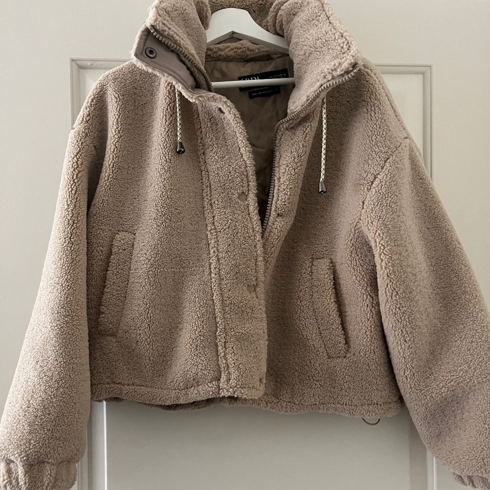 Zara Cropped Teddy Jacket